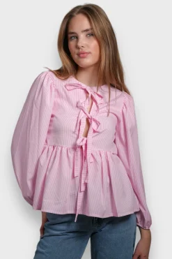 Blouses>Meet Me There Angel Blouse Striped Pink