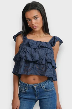 Hauts>Meet Me There Daisy Top Navy