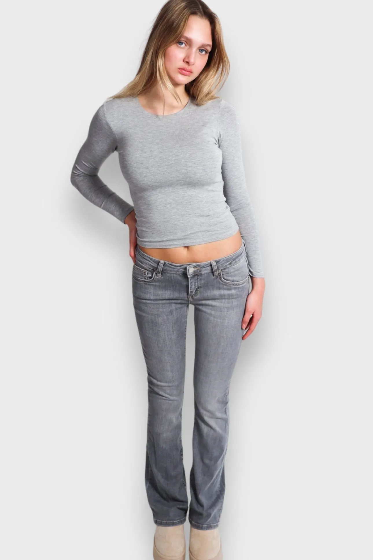 Pantalon>Meet Me There Flared Low Waist Jeans Grey