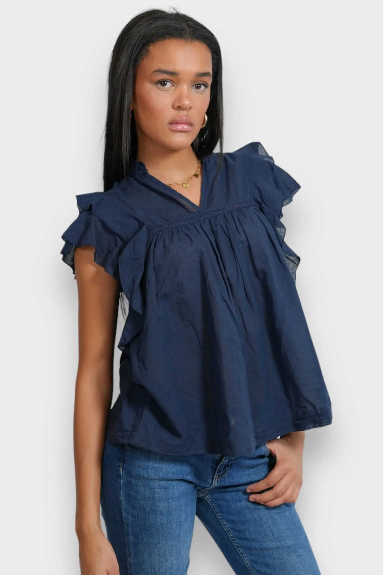 Blouses>Meet Me There Flora Blouse Navy