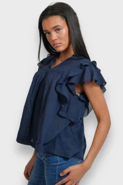 Blouses>Meet Me There Flora Blouse Navy