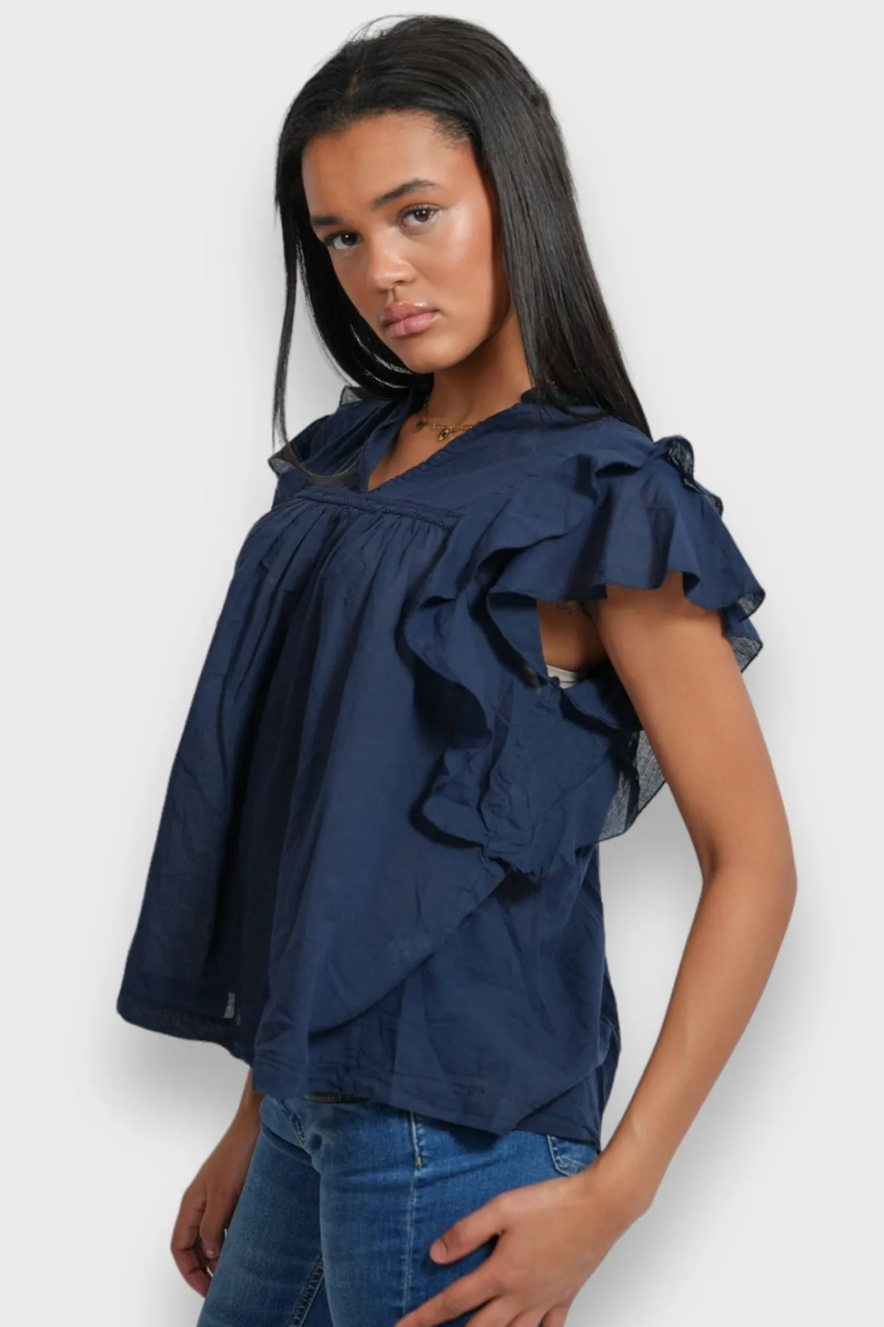 Blouses>Meet Me There Flora Blouse Navy