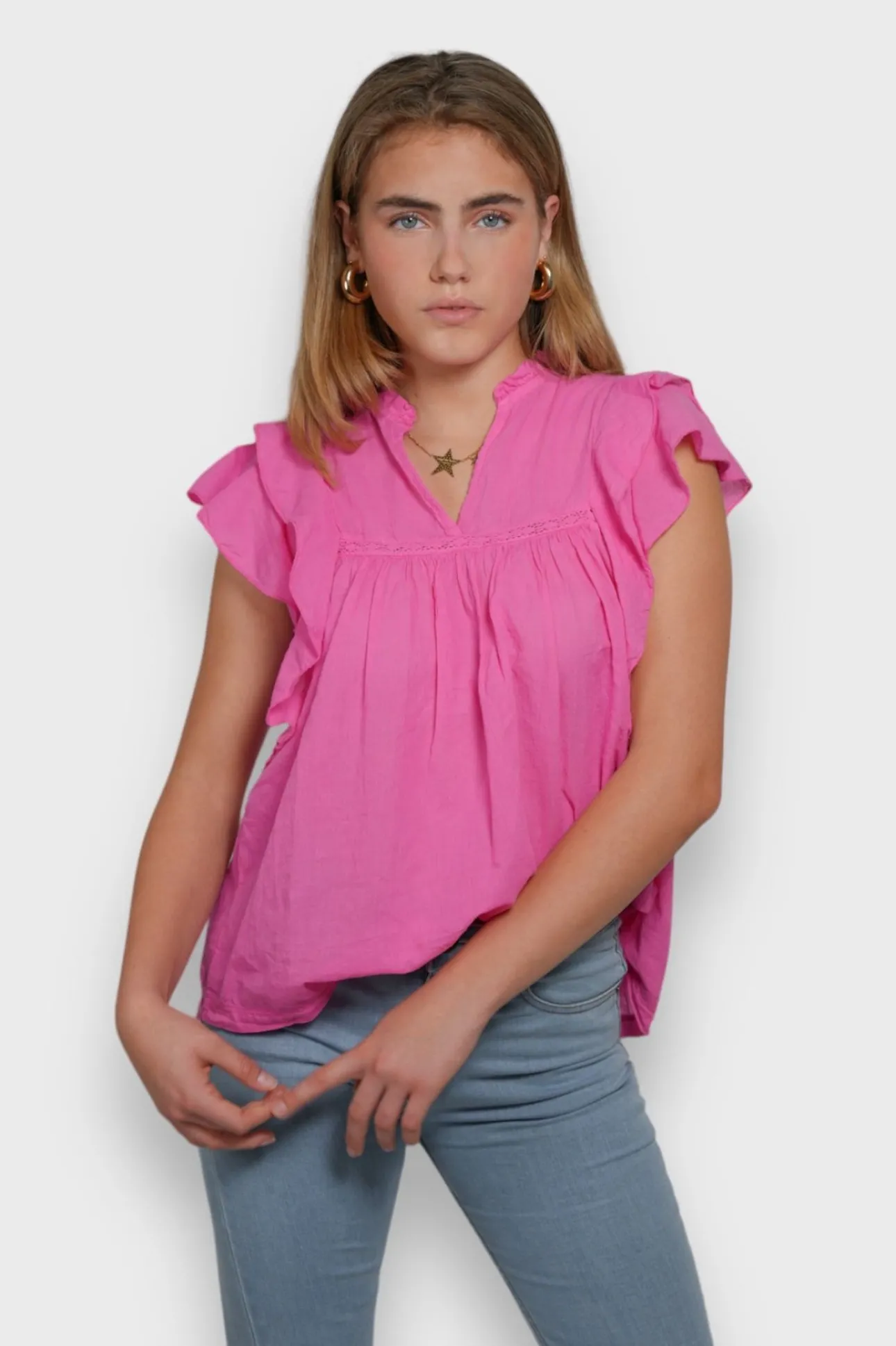 Blouses>Meet Me There Flora Blouse Pink