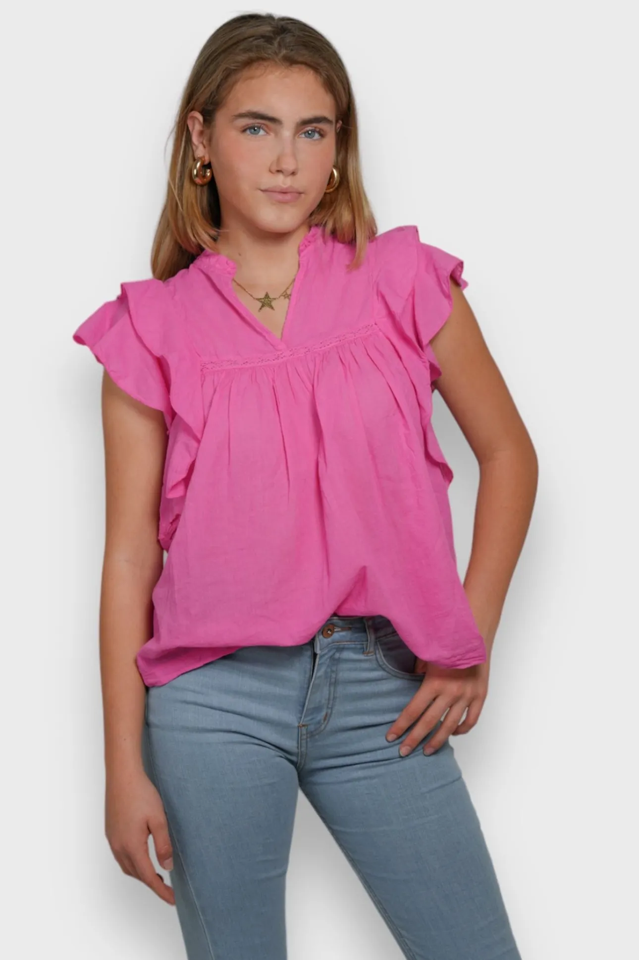 Blouses>Meet Me There Flora Blouse Pink
