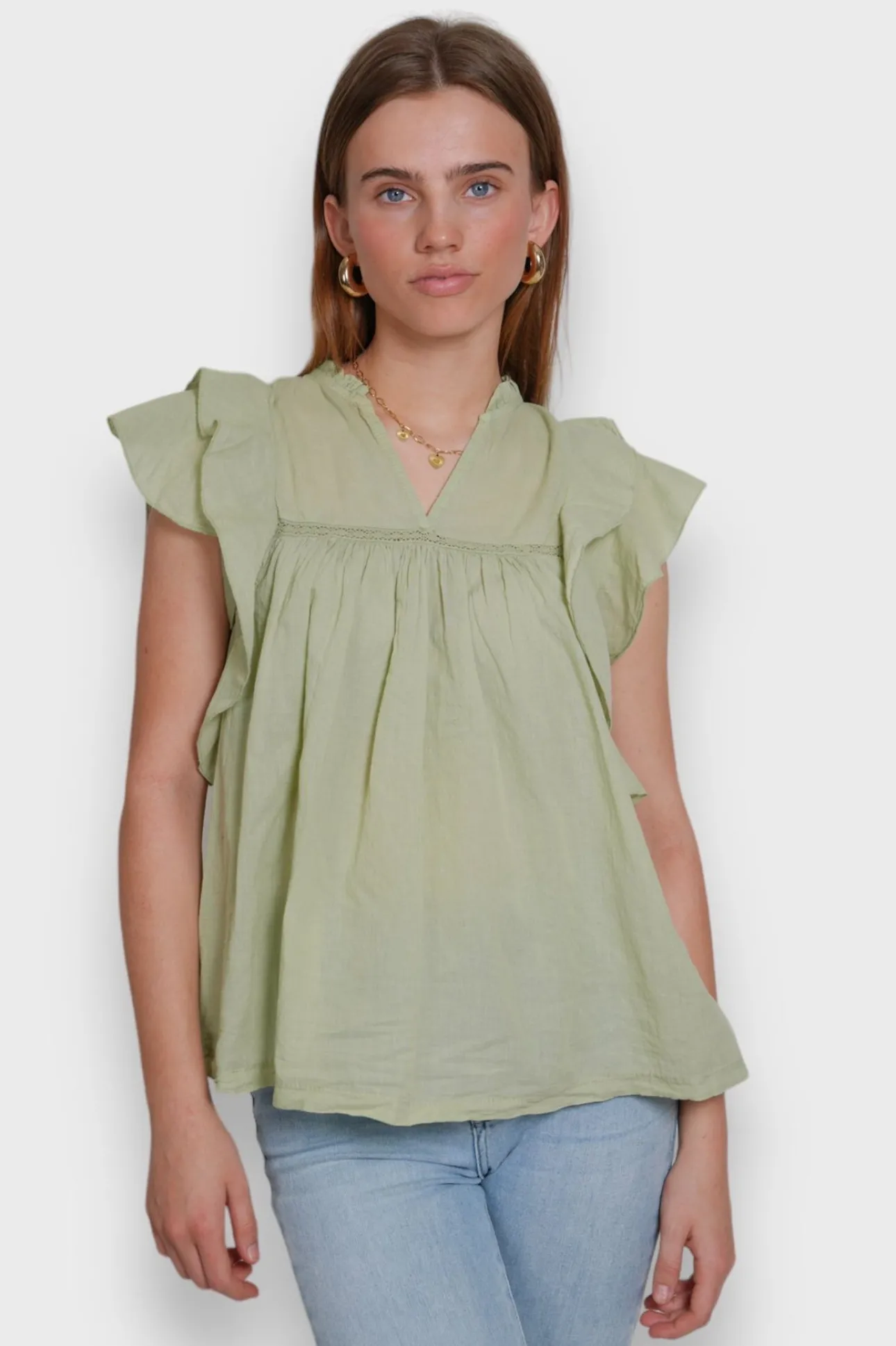 Hauts>Meet Me There Flora Blouse Sage Green