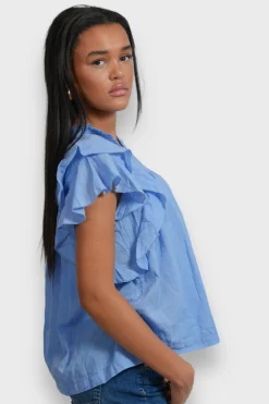 Blouses>Meet Me There Flora Blouse Sky Blue