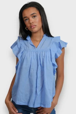 Hauts>Meet Me There Flora Blouse Sky Blue