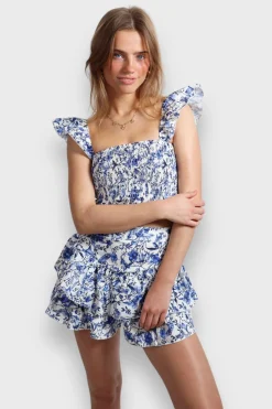 Hauts>Meet Me There Flower Top Blue
