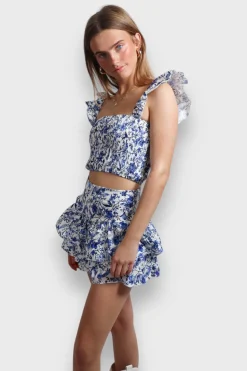 Hauts>Meet Me There Flower Top Blue