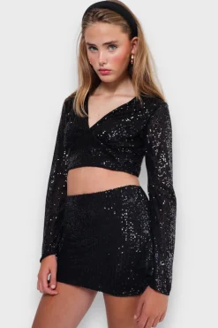 Hauts>Meet Me There Glimmer Blouse Black