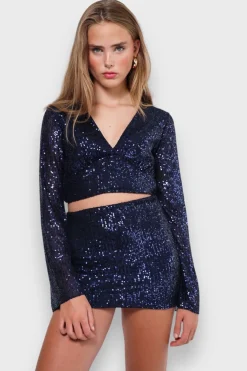 Blouses>Meet Me There Glimmer Blouse Navy