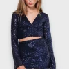Hauts>Meet Me There Glimmer Blouse Navy