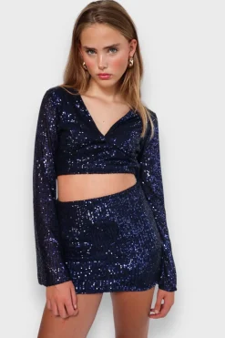 Hauts>Meet Me There Glimmer Blouse Navy