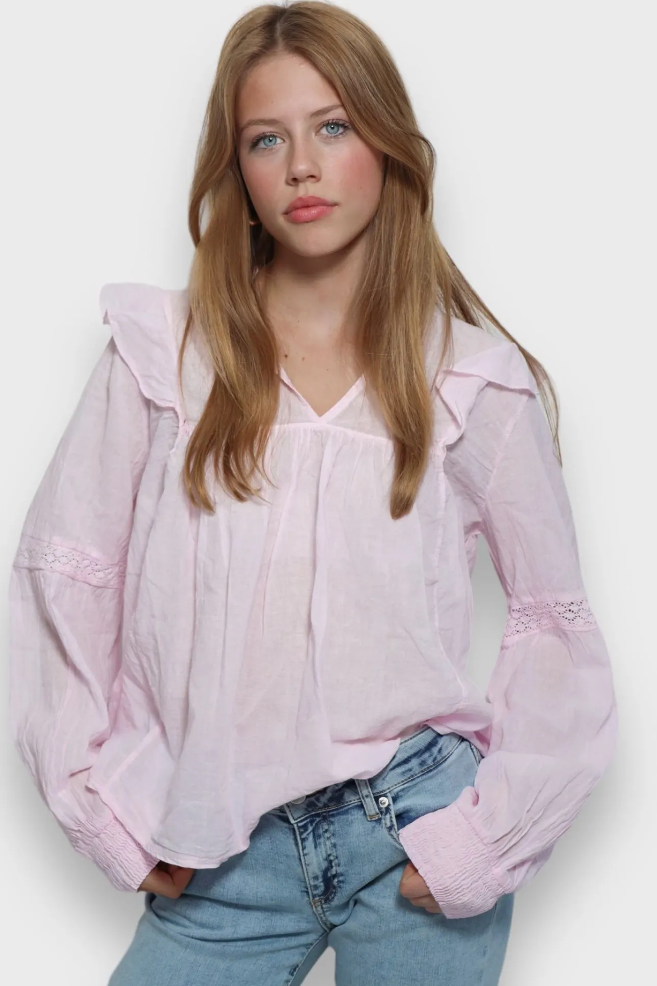 Hauts>Meet Me There Glory Blouse Baby Pink