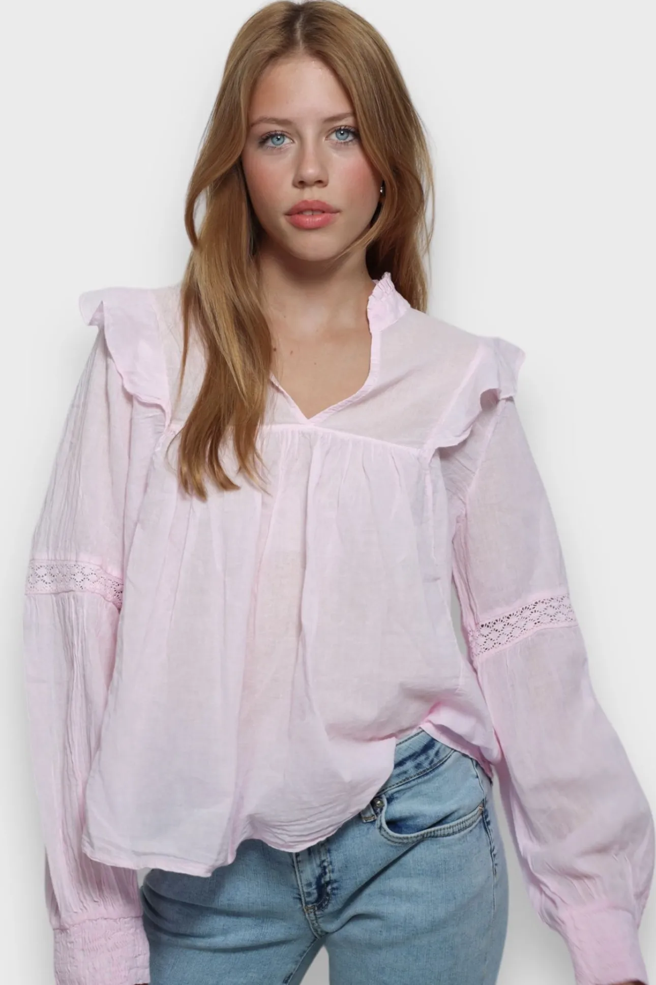 Blouses>Meet Me There Glory Blouse Baby Pink