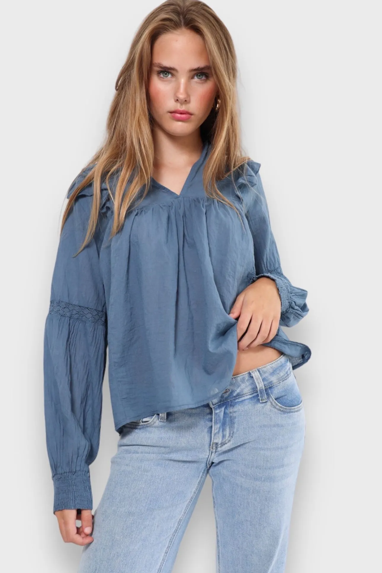 Hauts>Meet Me There Glory Blouse Blue
