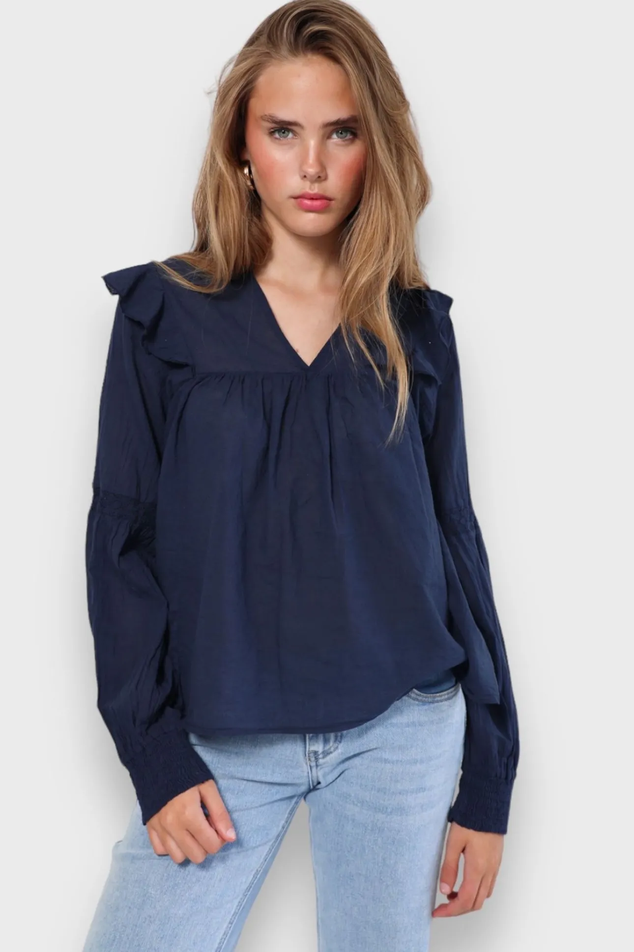 Blouses>Meet Me There Glory Blouse Navy