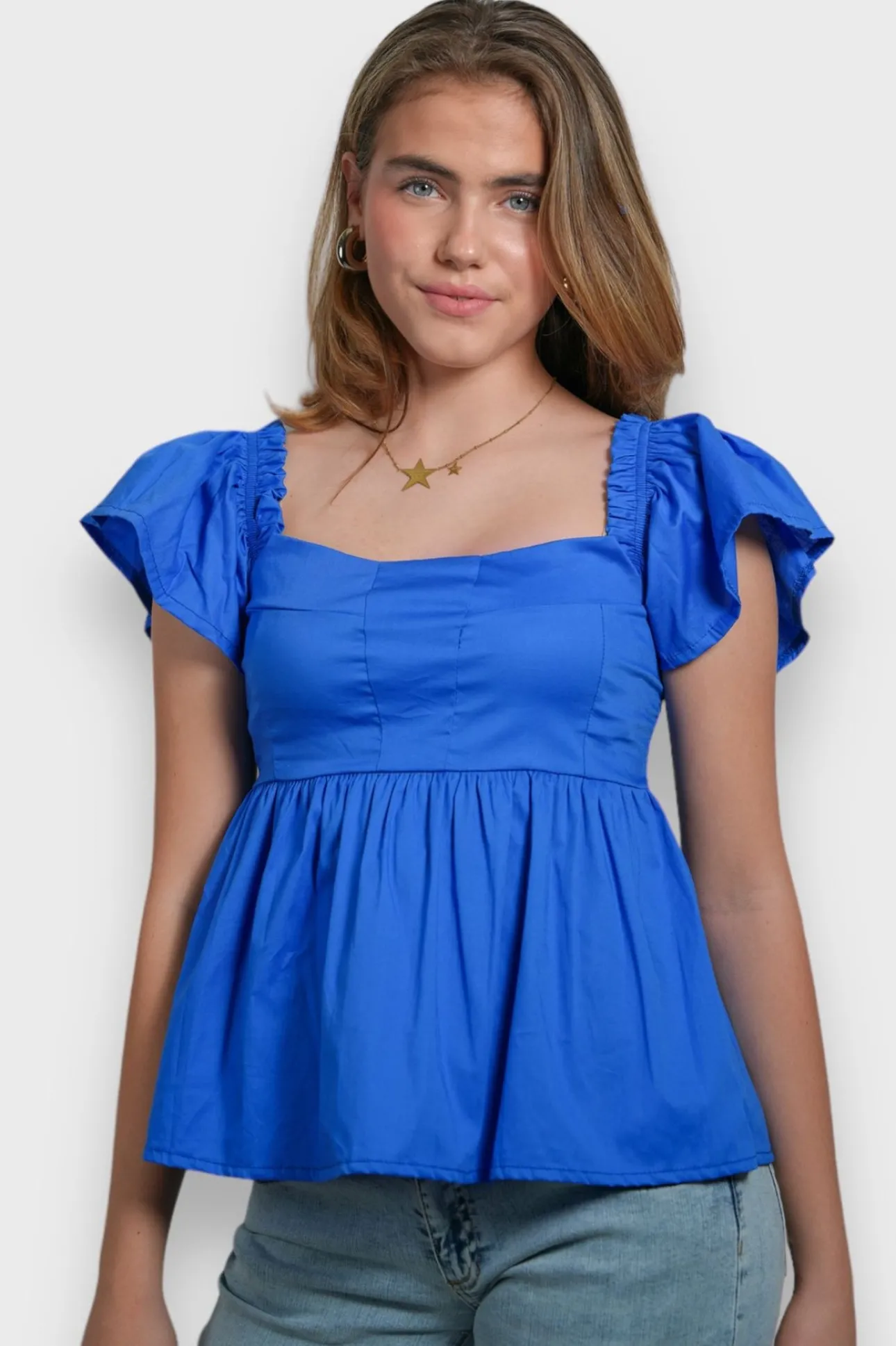 Hauts>Meet Me There June Blouse Cobalt
