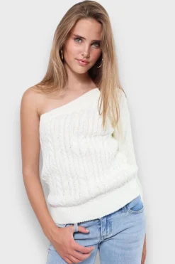 Hauts>Meet Me There One Sleeve Sweater White