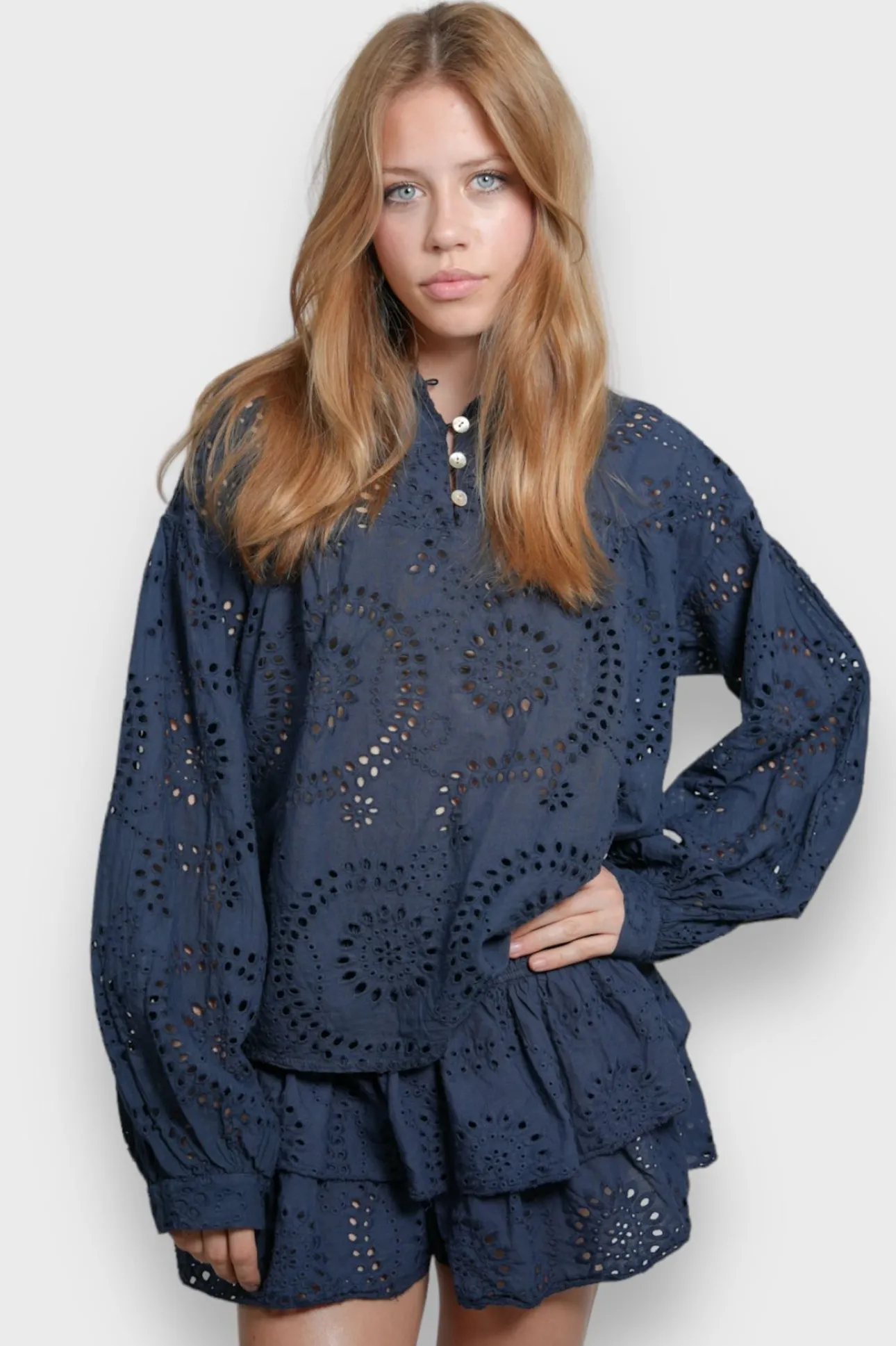 Blouses>Meet Me There Summertime Blouse Navy