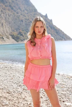 Blouses>Meet Me There Sunshine Blouse Coral